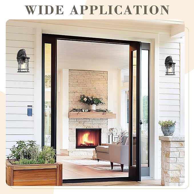 Emliviar 2 Pack Exterior Wall Sconce Light, Anti-Rust Outdoor Lanterns Wall - Image 5