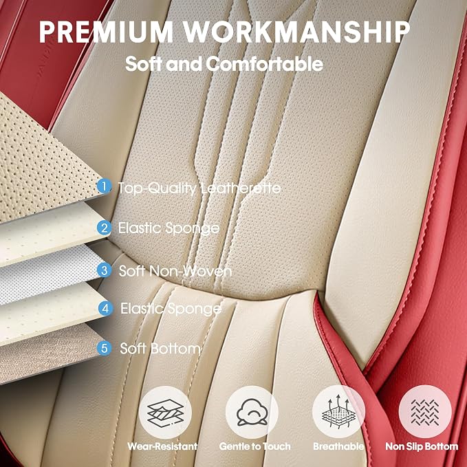 AOOG Car Seat Covers Full Set, Leather Seat Covers - Image 5