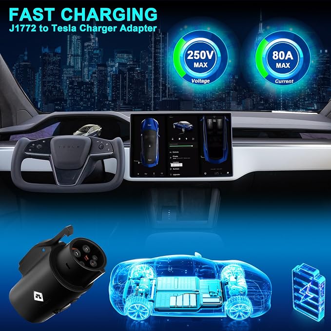 Tesla to J1772 Adapter, 80A 250V Max, Portable and Outdoor EV Adapter, - Image 3