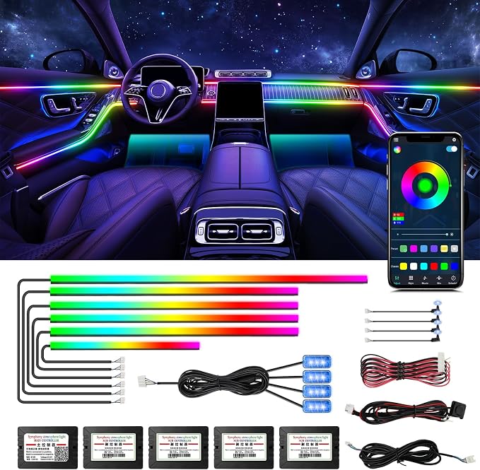 WEBUPAR Dreamcolor Acrylic Interior Car Lights, 14 in 1 RGB LED Strip Lights by WEBUPAR