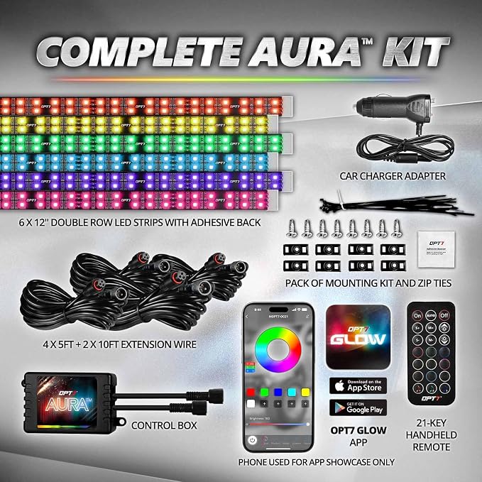OPT7 Aura Pro 6PC Double LED Interior Strip Lights - Image 8