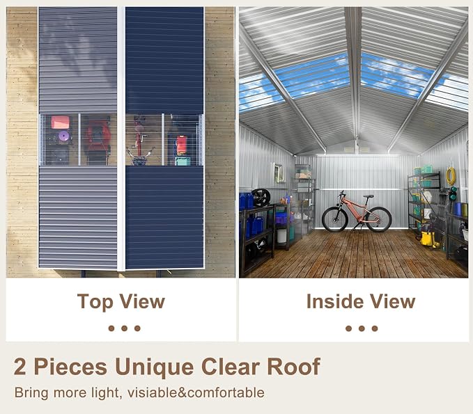 10x10 FT Metal Shed Large Waterproof Outdoor Tools Storage - Image 3