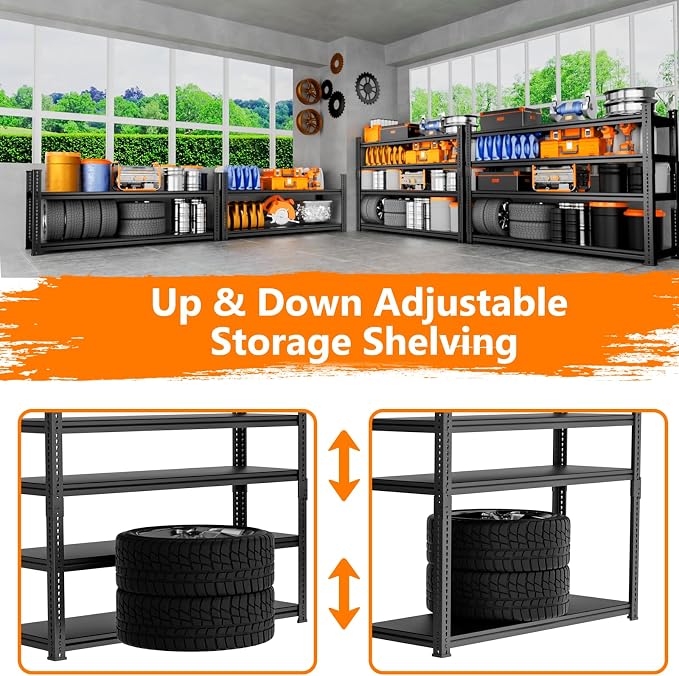 Storage Shelves Heavy Duty 3 PCS, 5-Tier Adjustable Metal Industrial Utility - Image 5