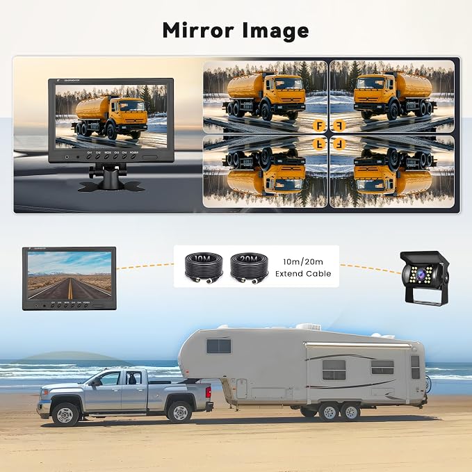 Hikity Backup Camera with Monitor Kit, 9‘’ Car Rear View Monitor with - Image 5