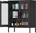 Metal Storage Cabinet with Mesh Doors and Shelves, 3-Tier Office Cabinet by Washsemba