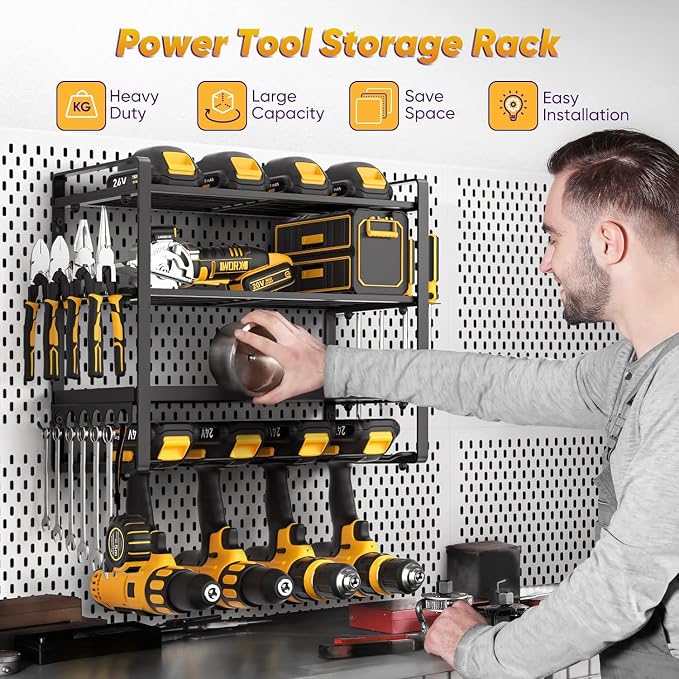 Power Tool Organizer Wall Mount, Heavy Duty Drill Holder, Garage Tool Organizer - Image 2