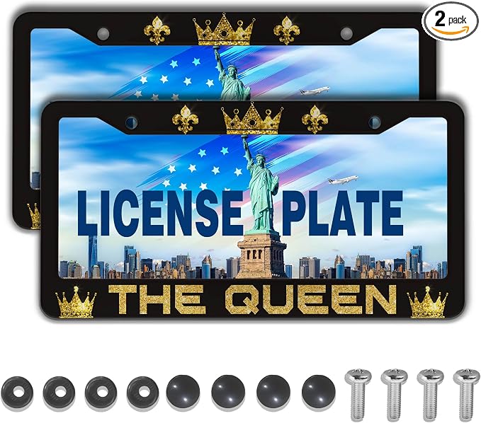 License Plate Frames Black Yellow Automotive Exterior Accessories The Queen by Unknown