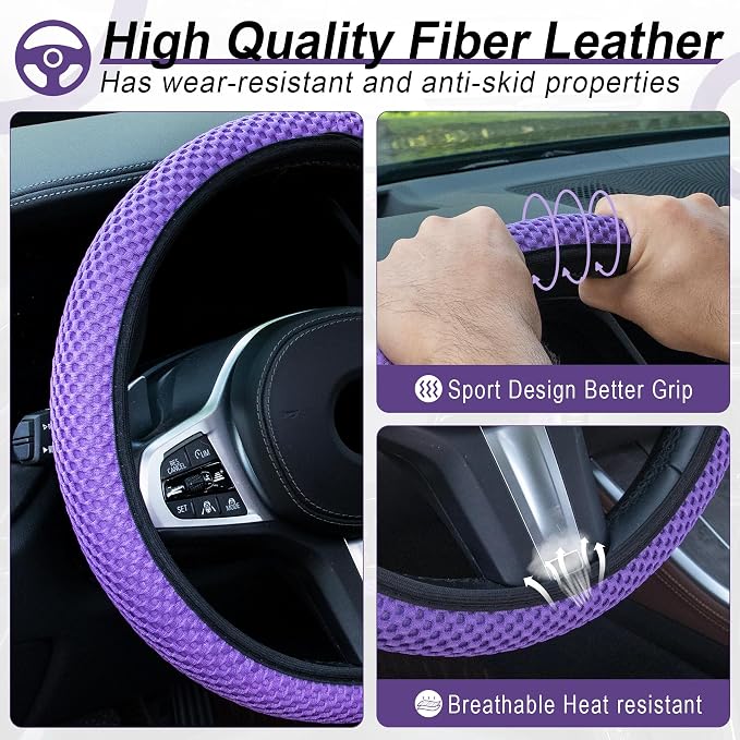 alpmosn Elastic Stretch Steering Wheel Cover, Universal Interior Accessories - Image 3