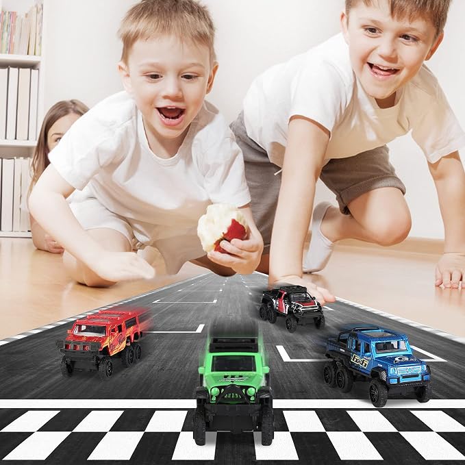 KIDAMI Diecast Toy Trucks 4 Pack Die Cast Metal Toy Cars Pull Back Cars - Image 5