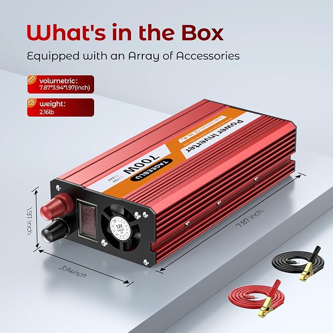 700W Power Inverter, DC 12V to 110V AC Car Inverter - Image 8
