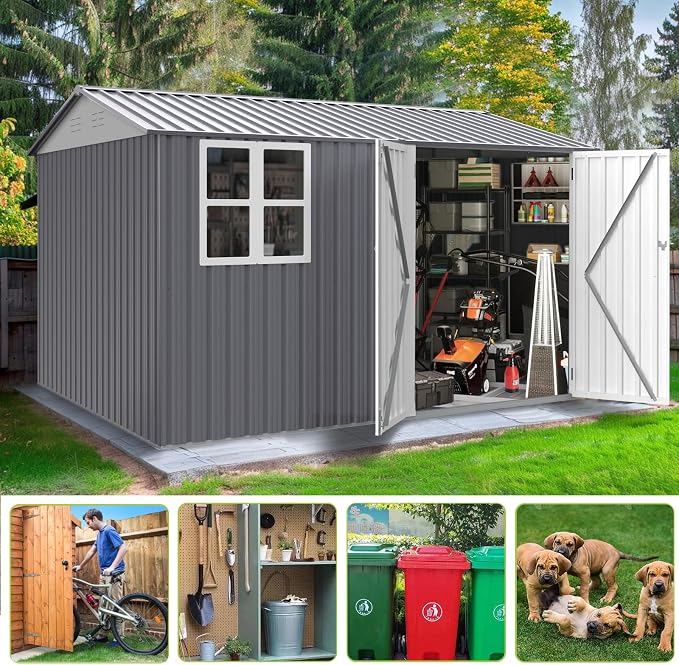 8x10 FT Outdoor Storage Shed, Metal Garden Shed - Image 5