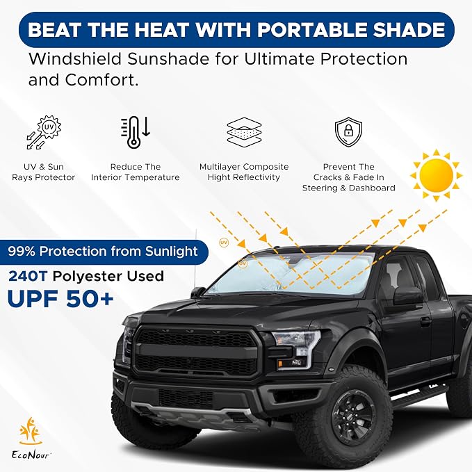 EcoNour Truck Windshield Sun Shade & Sun Block | Sun Shade - Image 9