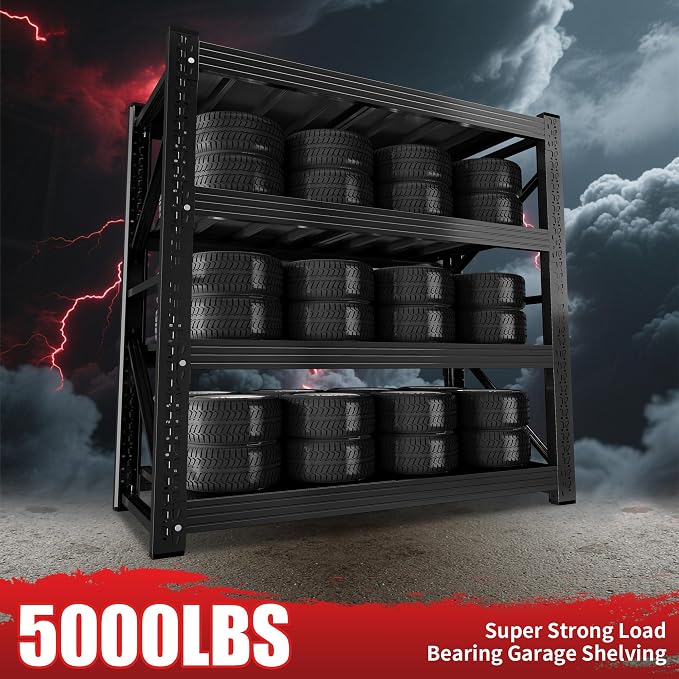 5000LBS Garage Shelving 59" W Garage Shelving Heavy Duty 4-Tier Metal Storage - Image 4