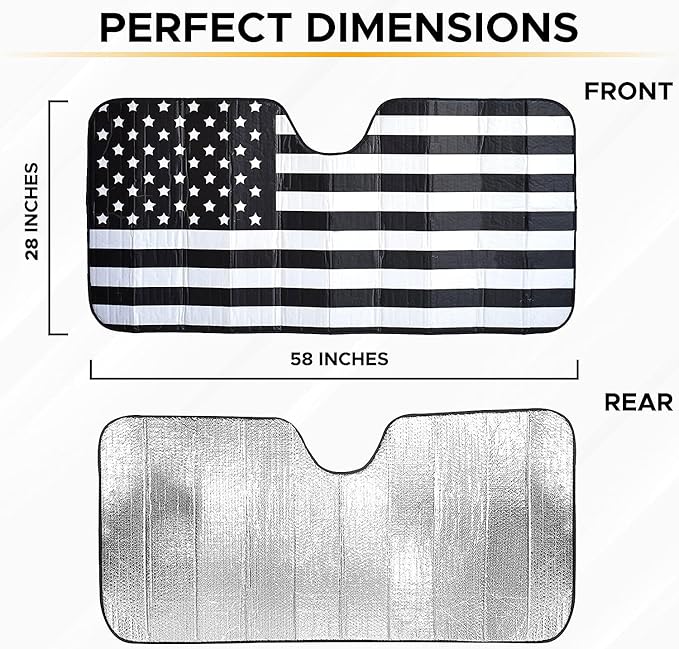 EcoNour Accordion Car Windshield Sun Shade American Flag Design | Reflective - Image 3