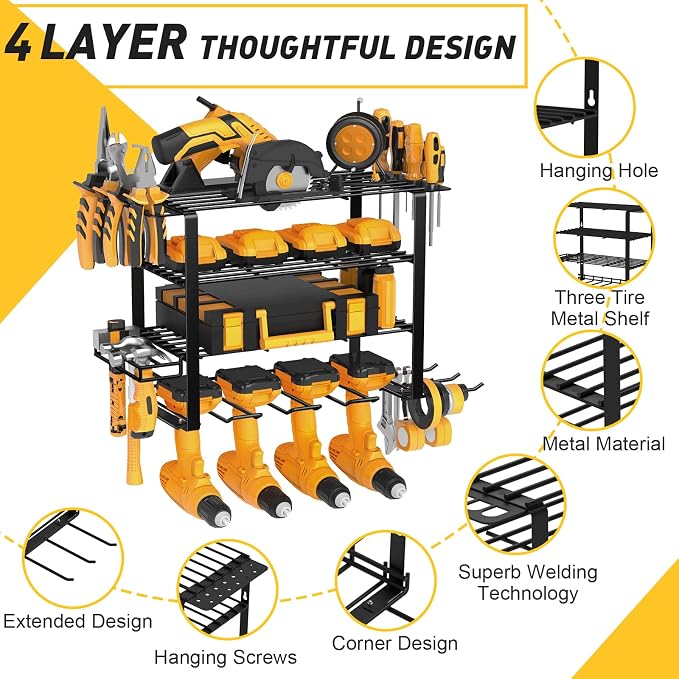 4 Layers Power Tool Organizer Wall Mount - Image 3