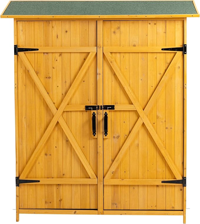 56" L x 19.5" W x 64" H Outdoor Wooden Storage Shed by Gejok