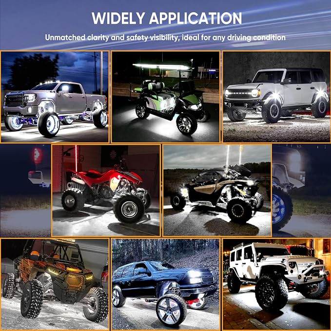 Honalia Pure White Rock Lights for Trucks 16 Pods, 6000K White LED Rock Lights - Image 5