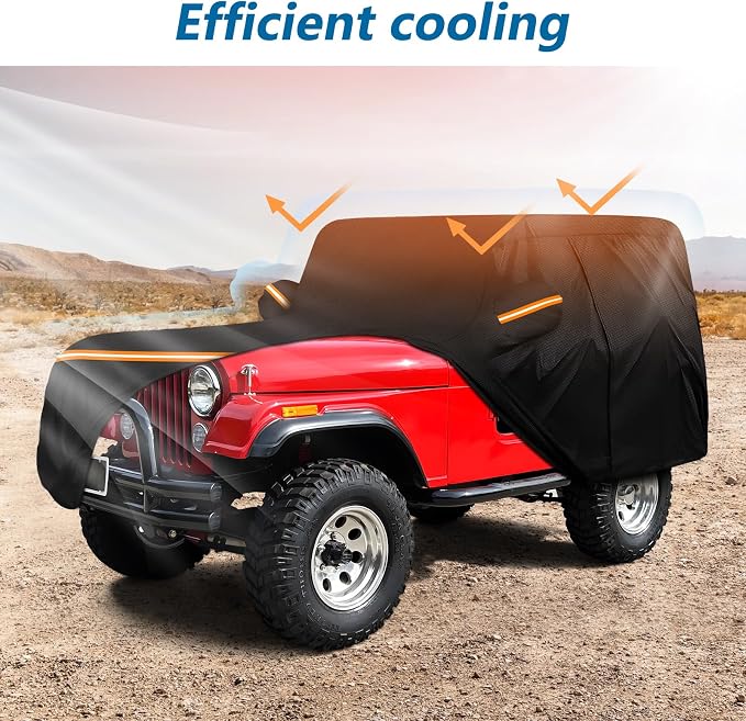 Car Cover for Jeep CJ5 1955-1983, Waterproof 210D Oxford Cloth and Cotton Cover - Image 4