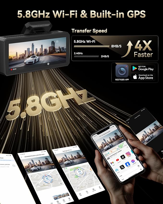 REDTIGER Dual 4K Dash Cam with 256GB eMMC, STARVIS 2 IMX678 Front and Rear Dash - Image 6