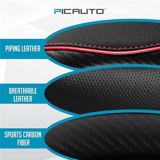 PIC AUTO Steering Wheel Cover, Sports Carbon Fiber and Super Breathable Leather - Image 3