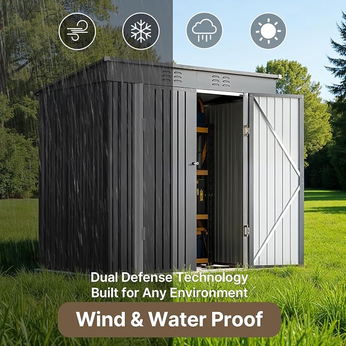 Bealife 6' x 4' Outdoor Storage Shed Clearance, Metal Outdoor Storage Cabinet - Image 4