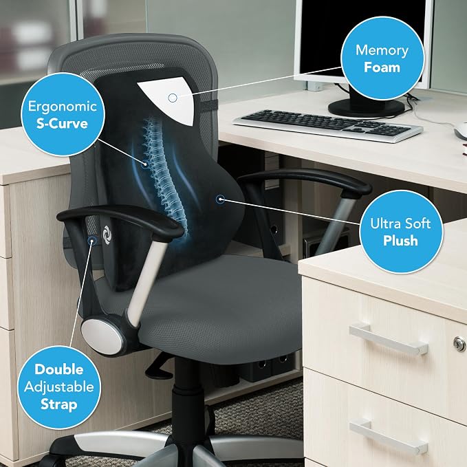 Samsonite Lumbar Support Pillow Mid and Lower Back– Office Chair Back Cushion - Image 5