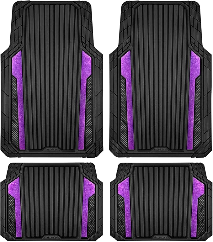 CAR PASS Heavy Duty Rubber Car Mats Metallic, Aluminum Film All Weather Floor - Image 9