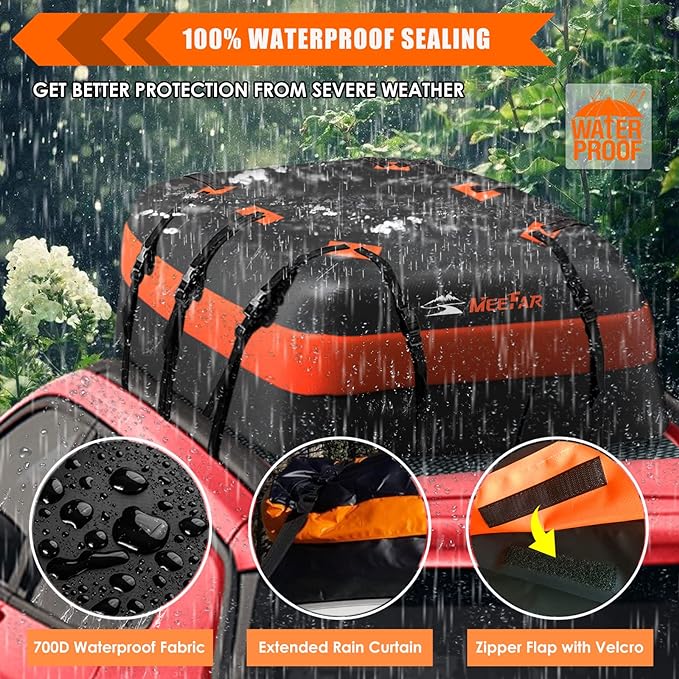 MeeFar Car Roof Bag XBEEK Rooftop top Cargo Carrier Bag 20 Cubic feet Waterproof - Image 7