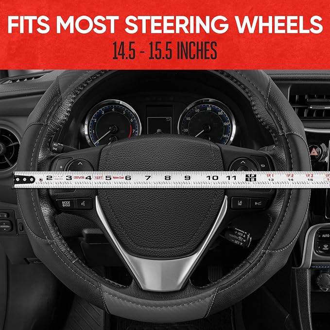 Motor Trend GripDrive Carbon Fiber Steering Wheel Cover, Non-Slip Sporty Racing - Image 5