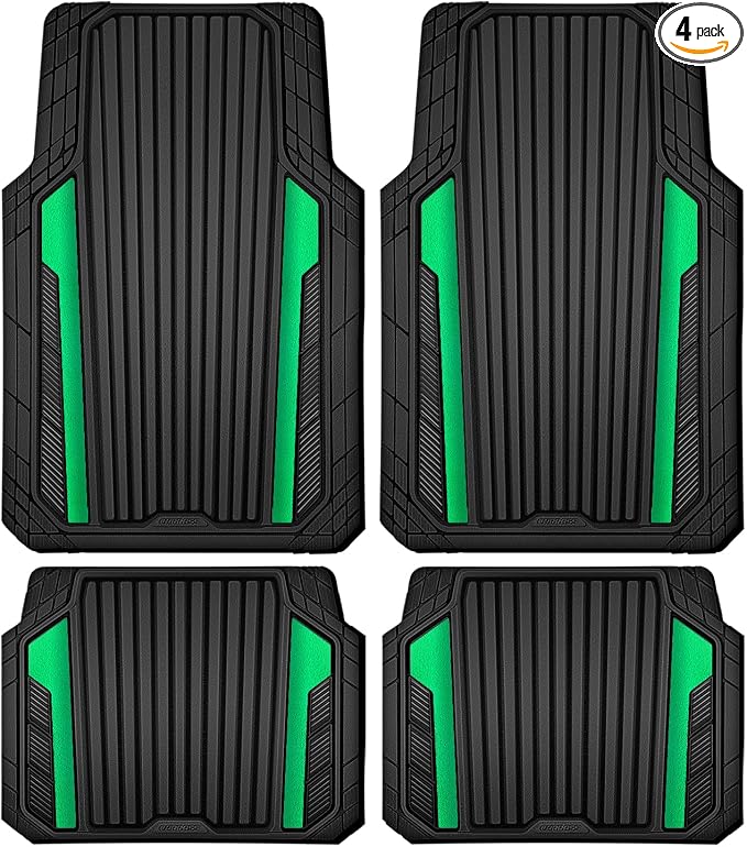 CAR PASS Heavy Duty Rubber Car Mats Metallic, Aluminum Film All Weather Floor by CARPASS