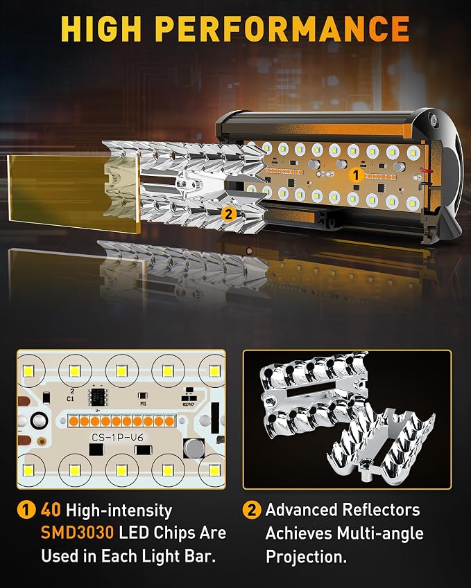 NAOEVO 7 Inch LED Light Bar, 2 Leads Wiring Harness Included, Work - Image 4