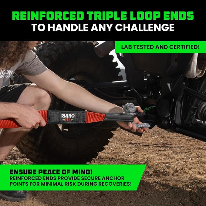 Rhino USA Recovery Tow Strap- 20, 024lb Break Strength- Emergency Recovery - Image 3