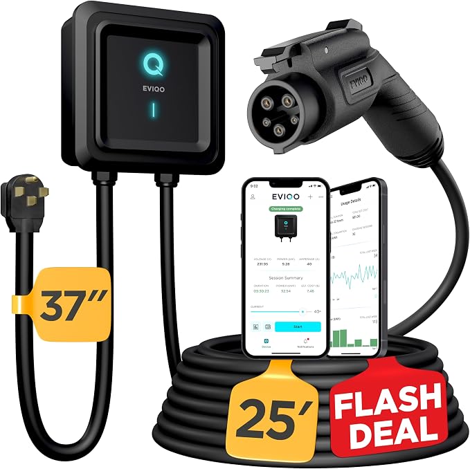 EVIQO Level 2 EV Charger - 48 Amp EV Charger Level 2-240V Electric Vehicle by EVIQO