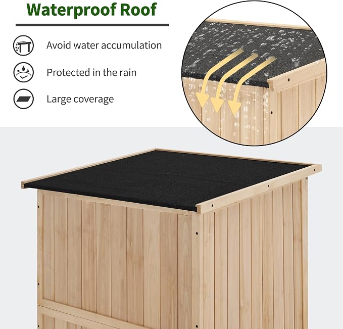 MCombo 30" Deep Wood Sheds & Outdoor Storage, Outside Garden Tool Cabinet Shed - Image 4