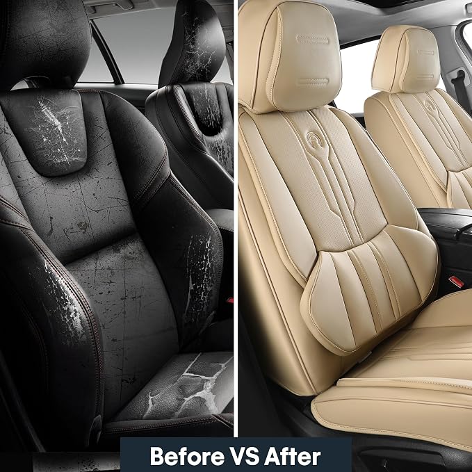 AOOG Front Seat Covers, Car Seat Covers Front Seats, Leather Seat Covers - Image 7