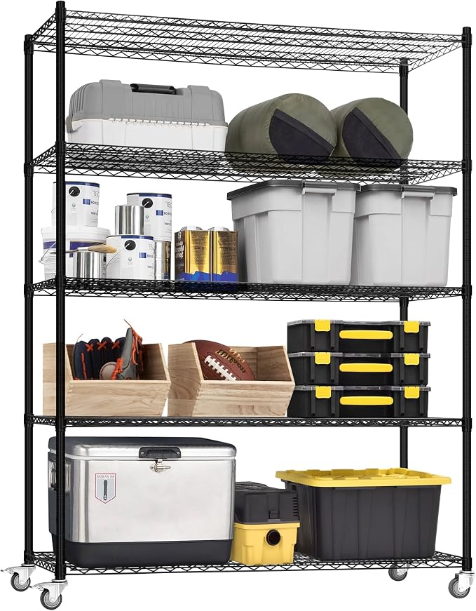 5 Tier Wire Shelf Shelving Unit, Heavy Duty Garage Storage Shelves by Rengue