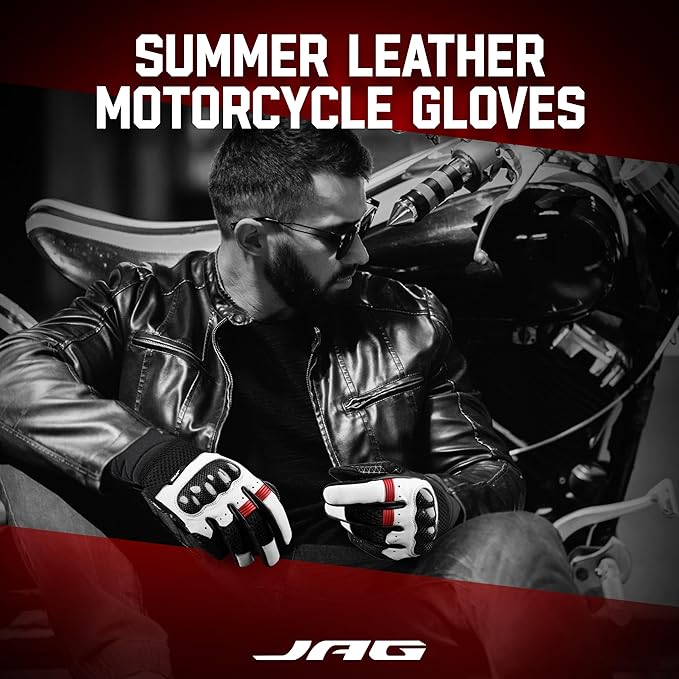 J.A.G. Leather Motorcycle Gloves - Image 5