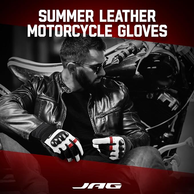 J.A.G. Leather Motorcycle Gloves - Image 5