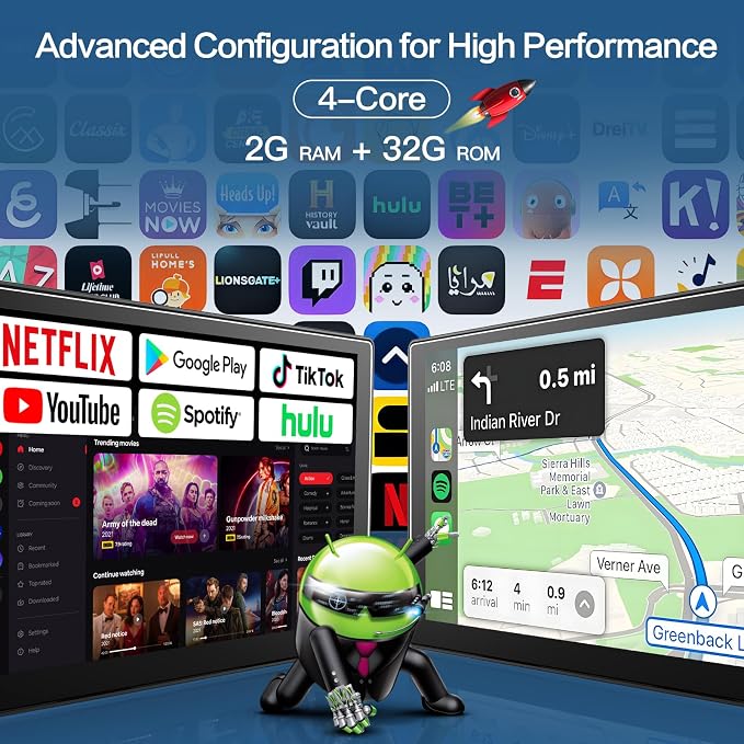 9 inch Wireless Apple Carplay and Android Auto, 4 Core IPS Touch Screen Mirror - Image 3