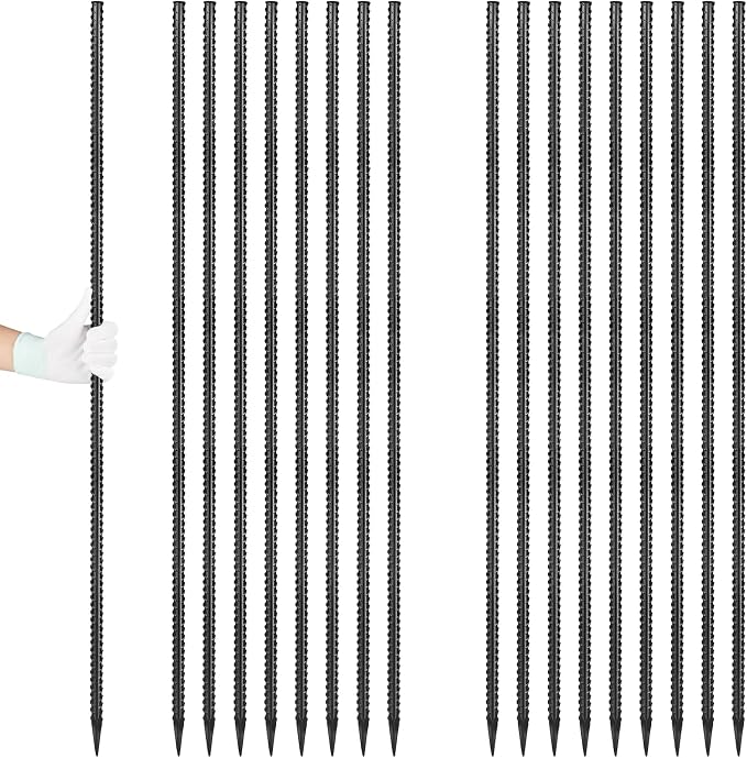 Rebar Stakes 36 inches 16-Pack Concrete Form Stakes Straight 3/8" Diameter by Besitu