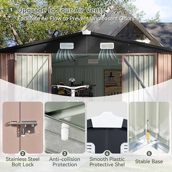 Aoxun 10x10 FT Shed Outdoor Storage Shed - Image 5