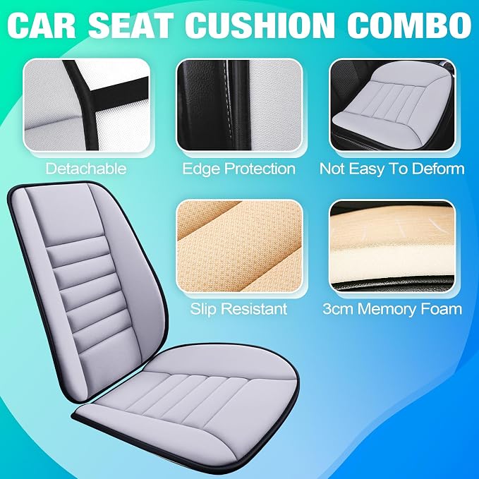 MYFAMIREA Car Seat Cushion and Back Support Pillow 1.2'' Thick Memory Foam Desk - Image 3