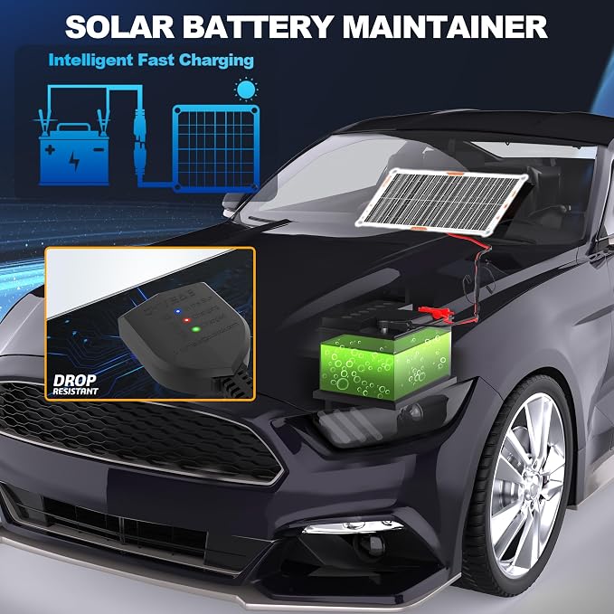 OYMSAE 10W Solar Car Battery Charger Portable 12V Trickle Battery Charger & - Image 5