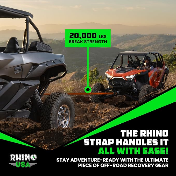 Rhino USA Recovery Tow Strap-20, 024lb Break Strength- Emergency Recovery Strap - Image 7