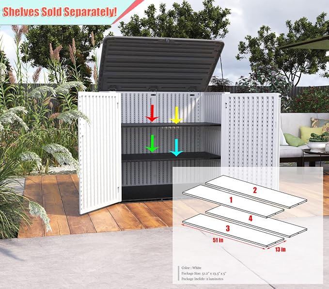 ADDOK 2SG Larger Horizontal Storage Shed Wood-Like, 4.4 x 2.8 ft Outdoor - Image 5