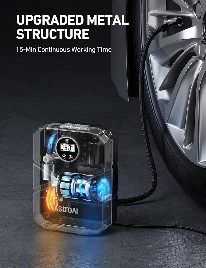 AstroAI S1 Tire Inflator Portable Air Compressor 12V DC, Digital Car Tire Pump - Image 5