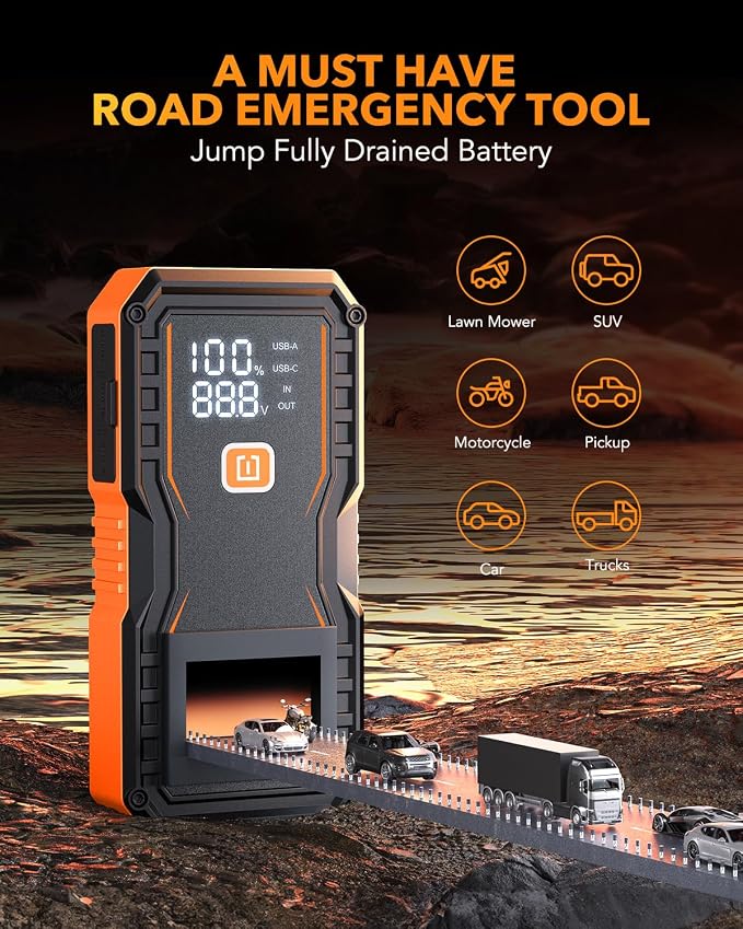 OXILAM Jump Starter 6000A for All Gas/12L Diesel, Car Battery Jumper Starter - Image 3