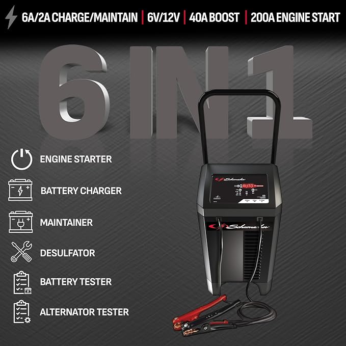 Schumacher Electric Wheeled Battery Charger and Engine Starter, Fully Automatic - Image 2