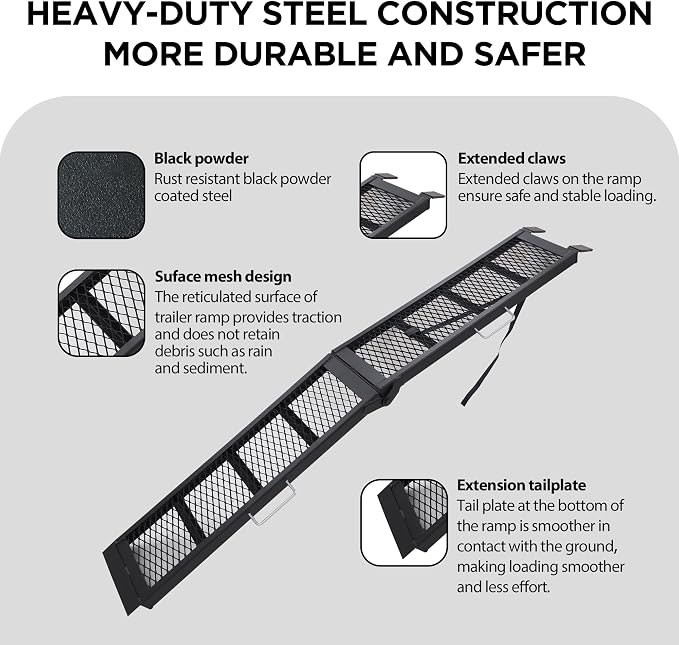 Rockland Heavy Duty Steel Loading Ramp, 800 LBS Capacity, Portable Folding - Image 5