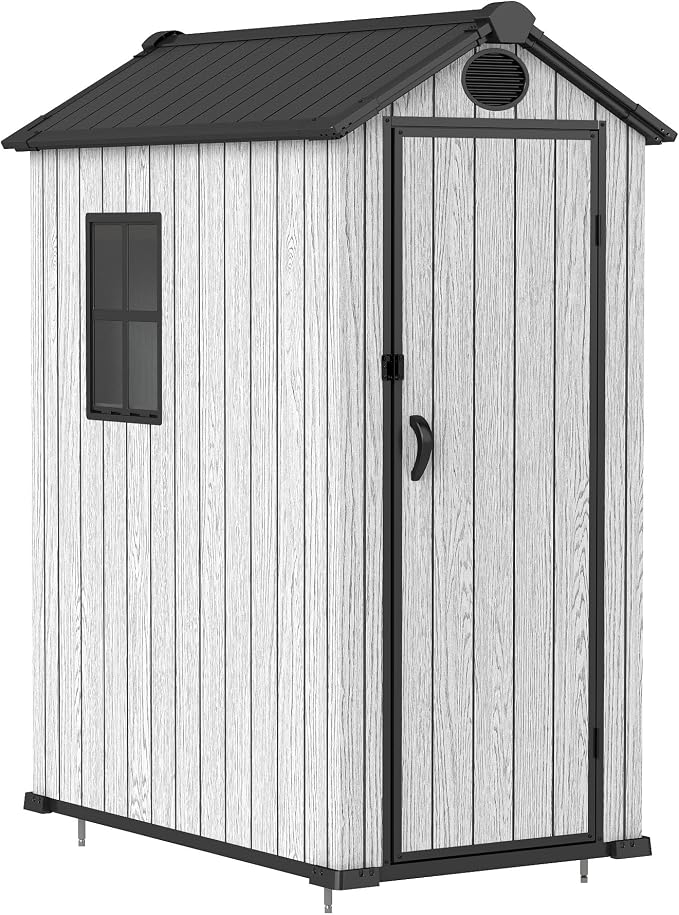 3.4x5.3 FT Resin Outdoor Storage Shed, 125 Cuft Garden Tool Sheds & Outdoor - Image 8